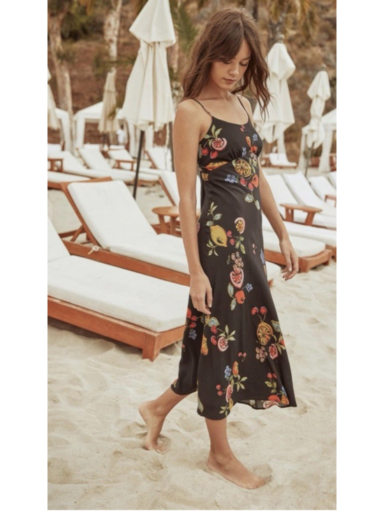 ASTR Dresses & Skirts - ASTR Tie Back Midi Dress Women's XS Fruit Print Euro Summer Feminine Vacation